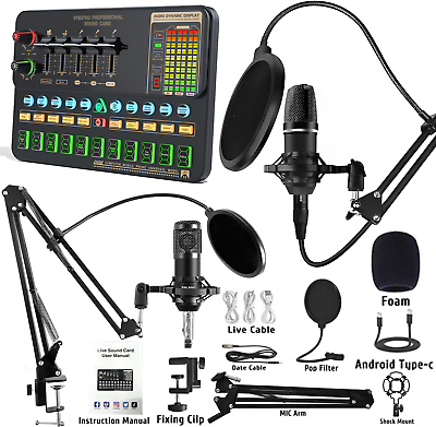 #ad Complete Home Studio Recording Kit Mixer Condenser Microphone for Music Podcast $59.49
