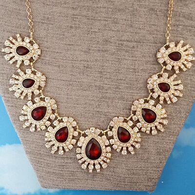 #ad Monet Glamour Statement Necklace with Faux Ruby and Diamond Gems $15.57