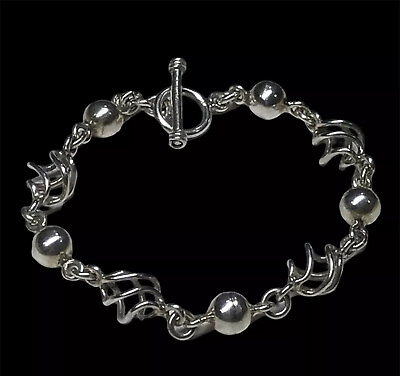 #ad sterling silver toggle clasp bracelet 8” 17.5 Grams $65.00