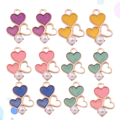 #ad 12 Pcs Heart Enamel Charms Alloy Enamel Pendants Jewelry Charms Pendants $8.72