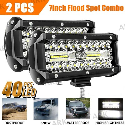 #ad 2x 7Inch 20000W LED Work Light Bar Flood Spot Pods Offroad Fog Driving ATV Truck $16.99