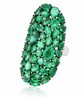#ad Features 10.CT Oval Emeralds In Various Cut amp; Shapes Accented With Round CZ Ring $340.00