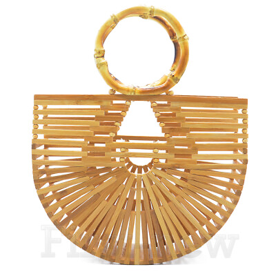 #ad Women#x27;s Handmade Bamboo Bag Purse Beach Shoulder Bag Lady Large Handbag Tote Bag $23.99