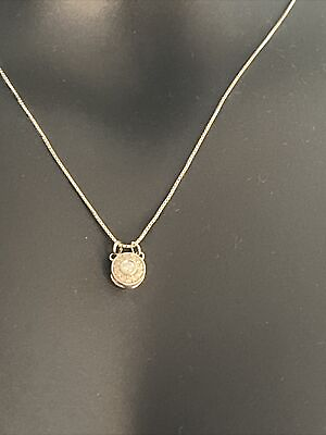 #ad #ad 14k white gold diamond Bezel Set pendant necklace preowned Gorgeous $399.00