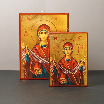 #ad Christian icon with Virgin Mary Holy Protection Skepe Skepi in Golden Leaf. $49.00