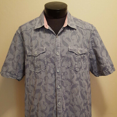 #ad Tommy Bahama Button Up Camp Shirt Large Island Fit EUC Hawaiian Blue INV1045 $21.99