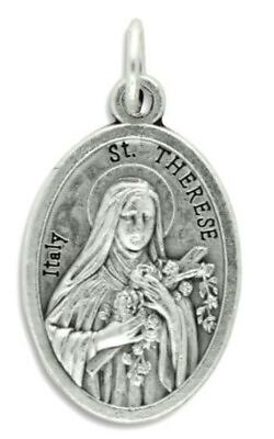 #ad Catholic Medal Saint Therese 1quot; Silver Oxidized Patron Medal Made in Italy $1.25