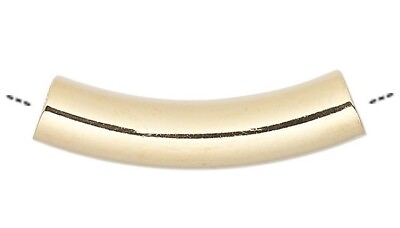 #ad Bead 10 Gold Plated Brass 23x5mm Curved Tube Noodle Beads with 4mm Hole * $9.93