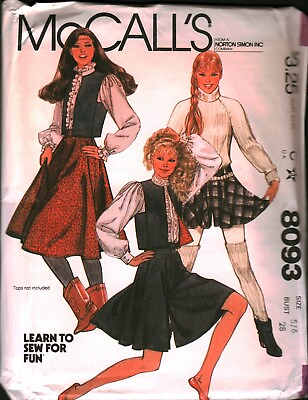 #ad 8093 Vintage McCalls SEWING Pattern Misses 1980s Vest Skirt Culottes UNCUT FF $5.59
