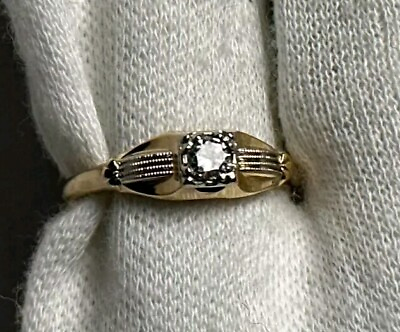 #ad 14K Yellow Gold Diamond Ring 1.35g Size 5.75 Fine Jewelry $199.95