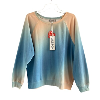#ad WildFox Sommers Grotto Tie Dye Sweatshirt Women’s Size Large Blue Pullover NWT $29.93