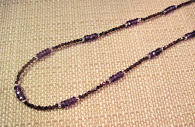 #ad Stunning 20quot; 925 Sterling 40cttw Hand Cut Garnet amp; AAA Amethyst Necklace F93 $15.00