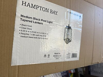 #ad Hampton Bay Corbin Modern 1 Light Black Outdoor Tapered Post Lantern Light $35.00