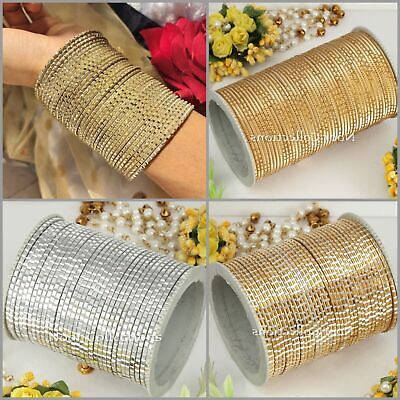 #ad Wedding Bridal Silver Gold Bangles Bracelet Set Indian Fashion Jewelry for Women $12.50