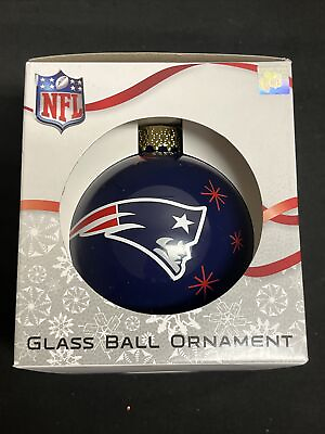 #ad New England Patriots NFL Football Glass Ball Christmas Ornament Blue White Logo $4.95
