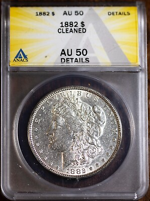 #ad 1882 $1 Silver Morgan Dollar AU 50 Details ANACS # 7472190 Bonus $63.95