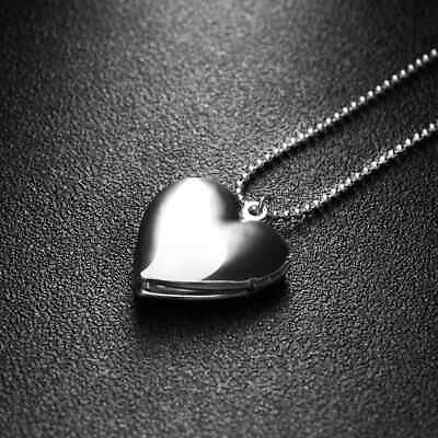 #ad Silver Heart Necklace Locket with 18quot; necklace $6.99