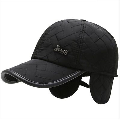 #ad Men Baseball Cap Autumn Winter Hat With Ear flaps Cotton Warm Earmuffs Cap 1Pc $24.94
