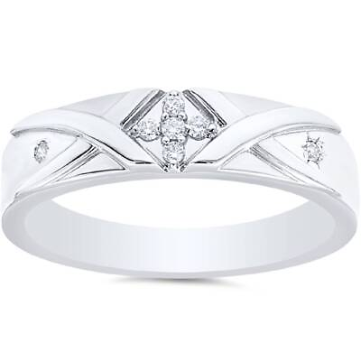 #ad Mens Diamond Cross Ring 14K White Gold $307.19