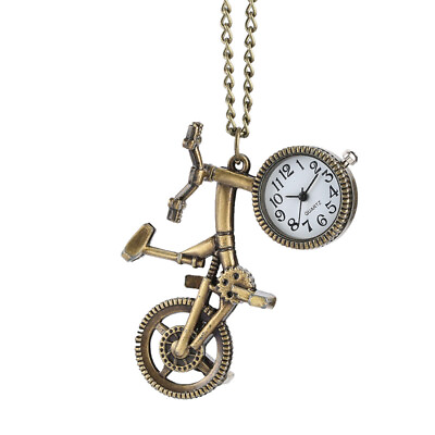 #ad Bronze Bike Bicycle Quartz Pocket Watch Analog Necklace Chain Birthday Gifts AU $7.99