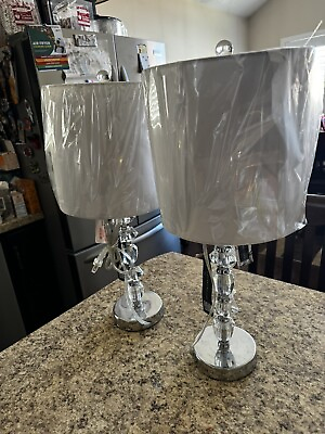 #ad Designer Lead Crystal Twin Lamps New $100.00