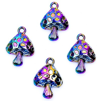 #ad 20Pcs Rainbow Tibetan Silver Mushroom Pendants 25x17mm DIY Jewelry Making $14.79