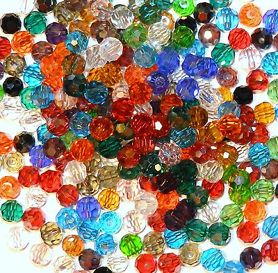#ad CRBX583 Assorted Mixed Color amp; Finish 6mm Faceted Round Crystal Glass Bead 250pc $16.05