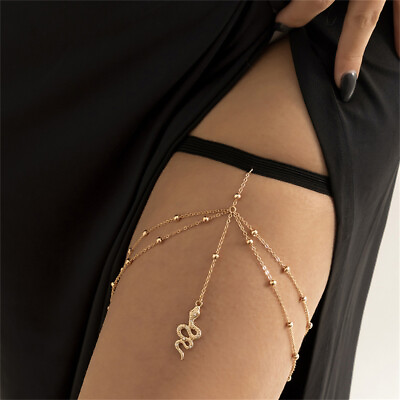 #ad Women Sexy Thigh Chain Snake Pendant Bohemia Fashion Multilayer Body Chain C $3.21