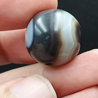 #ad Antique Ancient INDO Himalaya Agate stone Bead Suleimani from Bangladesh 19.5mm $50.00