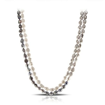 #ad Long Beade pearl Layer Necklace Sterling Silver 925 Elegant Party Dress Fashion $96.91