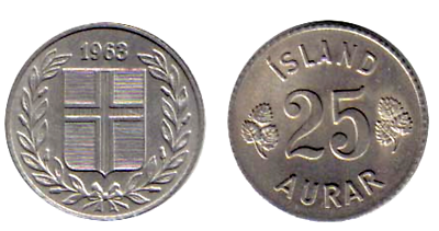 #ad Iceland 25 Aurar KM11 VF 1960 1974 Coin World Coins Circulated $1.22