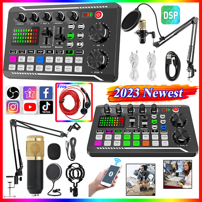 #ad Complete Home Studio Recording Kit Mixer Condenser Microphone for Music Podcast $59.89