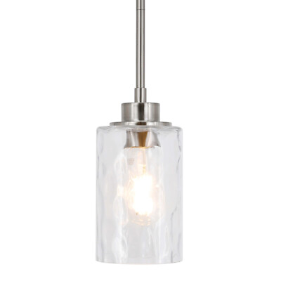 #ad Pendant Light Brushed Nickel Modern Single Glass Kitchen Lights Ceiling Hanging $48.99