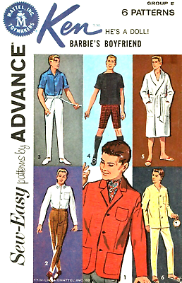 #ad Vintage 1962 Ken Clothes Pattern Reproduction Advance 2899 Uncut $9.95