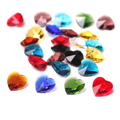 #ad Czech Crystal Heart Beads Lampwork Glass Pendants Crafting Charms Jewelry Making $11.75