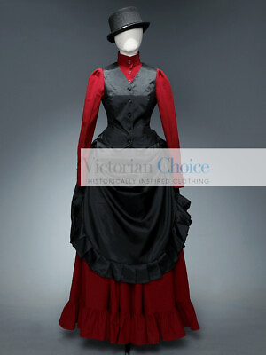 #ad Victorian Steampunk Dark Fantasy Gothic Girl Bustle Dress Comic Con Costume 708 $255.00