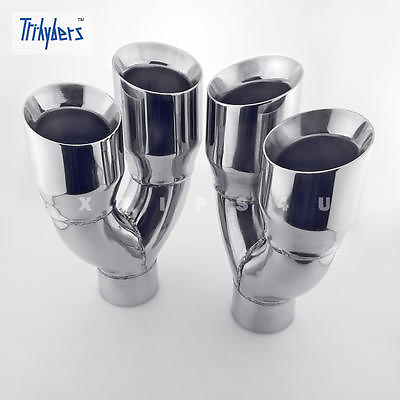 #ad Pair Quad Out 3quot; In Dual 4quot; Out 11.8 Long Dual Wall Stainless Steel Exhaust Tips $219.97