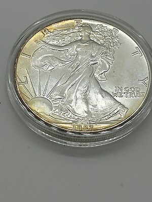 #ad 1987 Silver Eagle Gem Brilliant with Toning #106 $44.44