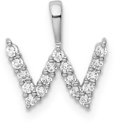 #ad 14K White Gold Small Initial W Diamond Pendant $261.95
