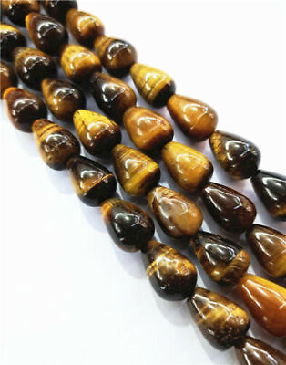 #ad 1 Strand 14x10mm Natural Tiger Eye Gem Teardrop Spacer Loose Beads 15.5quot; $11.55