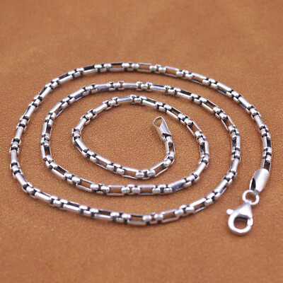 #ad Pure Sterling Silver S925 Chain Special Box Chain Link Necklace 20quot;L 3mmW $38.64