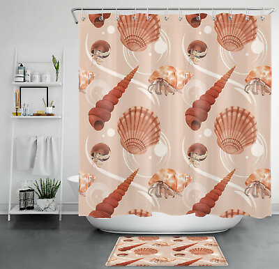 #ad Marine Life Conch Shower Curtain The Underwater World Bathroom Accessories Set $12.99