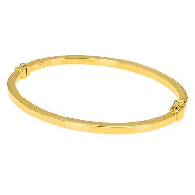 #ad Italian 14k Yellow Gold Polished Flat Oval Hollow Tube Bangle Bracelet 7quot; 3mm $367.53