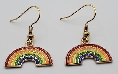 #ad Pride Rainbow shaped Love Wins fishhook earrings $2.49