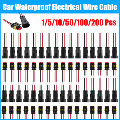 #ad Car Waterproof Electrical Wire Cable Connector Male Female 2Pin Way Plug Kit LOT $83.99
