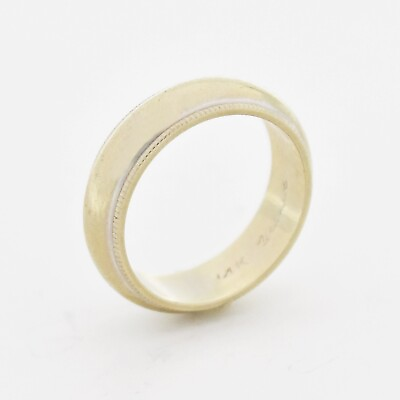#ad 14k White Gold Vintage Textured Wedding Band Ring Size 6.5 $399.49