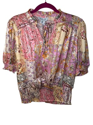 #ad Rachel Zoe elastic waistline floral blouse size M $20.00