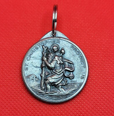 #ad Vintage Saint St Christopher Saint Anthony Patron of Lost Things Medal Italy $24.99