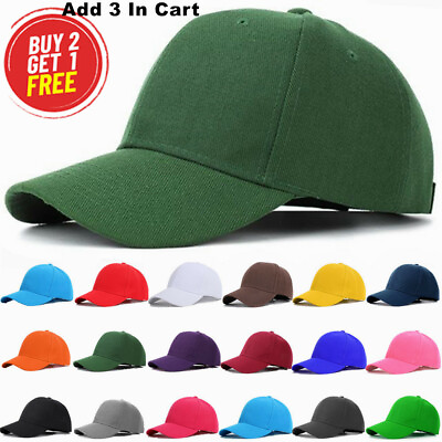 #ad Plain Baseball Caps Adjustable Solid Blank Hat Polo Style Curved Visor Army Cap $5.99
