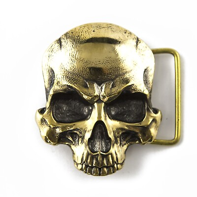 #ad Skull Matte solid brass belt buckle Dead head human skull solid belt buckle $72.20